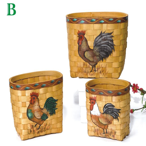 Oval Wood Basket s/3