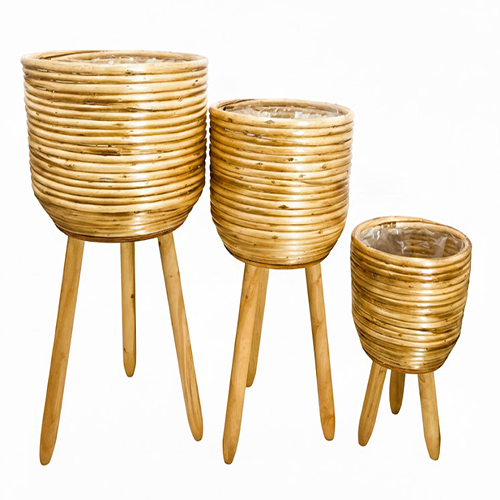 Wholesale Tri-color Handwoven Wicker Planter Basket