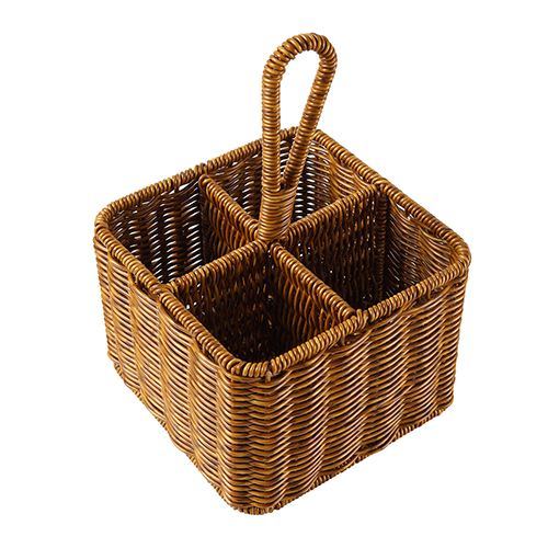Wholesale 4-Compartment Woven Rattan Caddy with Handle | Wicker