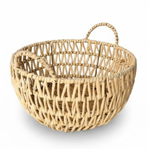 Wholesale Handwoven Round Seagrass Storage Basket with Handles